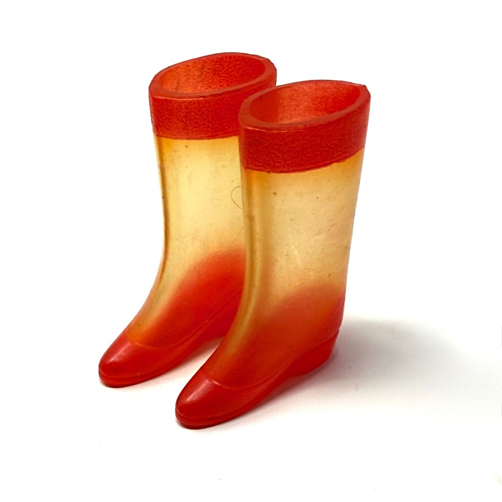 Vintage Barbie Skipper France Clear Out Zokko Rain Boots Orange Ombre 1968 Japan